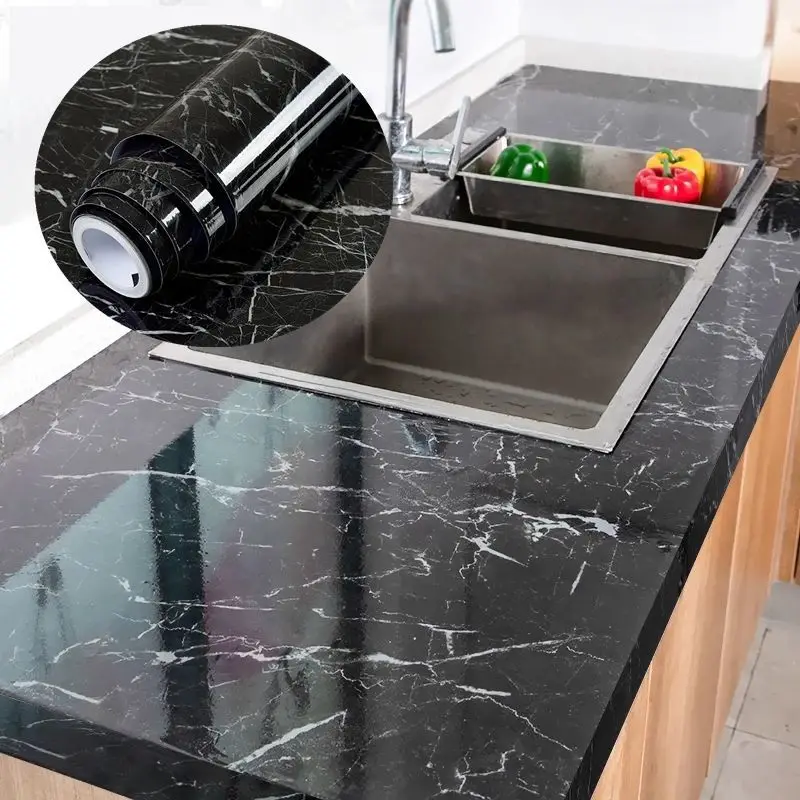Tự Làm Liên Lạc Với Giấy Dán Bếp Màu PVC Tự Dán Trang Trí Nhà Đá Cẩm Thạch Giấy Dán Tường Phòng Khách Nghiên Cứu Nội Thất