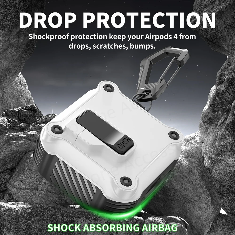 Sicherheitsschloss-Abdeckung für AirPods 4. Generation (2024) Hülle für AirPods 4 mit Active Noise 2024. Neue Hülle, stoßfeste Abdeckung, AirPod4 Funda