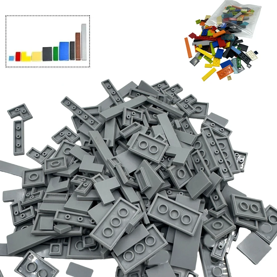 150PCS  DIY Model Smooth Thin Building Blocks MOC Multicolour Toy Parts Bulk Figures Flat Tile Bricks Educational Children Toys