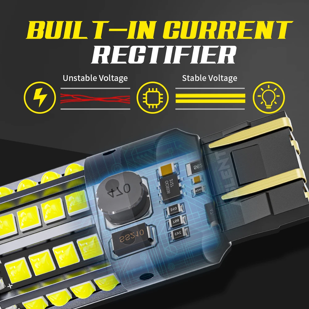 2x 7440 W21W WY21W T20 7443 W21/5W Super Bright Car Lights LED BA15S P21W BAU15S PY21W P21/5W Canbus Turn Signal Lamps White 12V