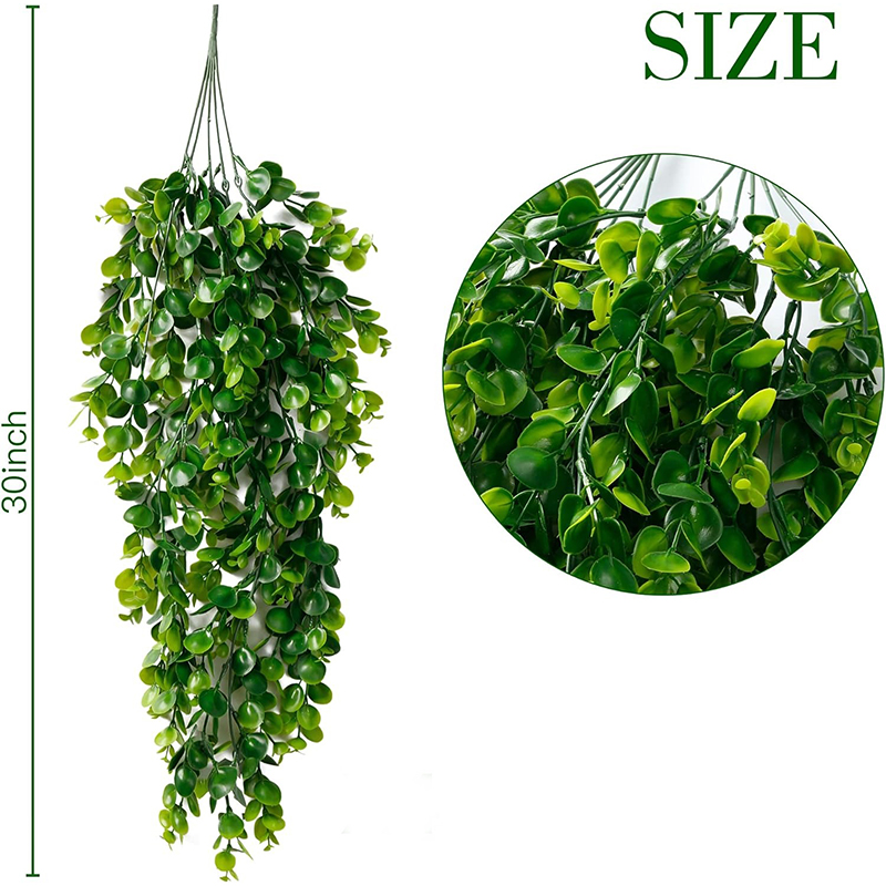 Artificial Hanging Plants Fake Wall Hanging Eucalyptus Plants UV Resistant Plastic Plant Indoor Outdoor Garden Room Decor