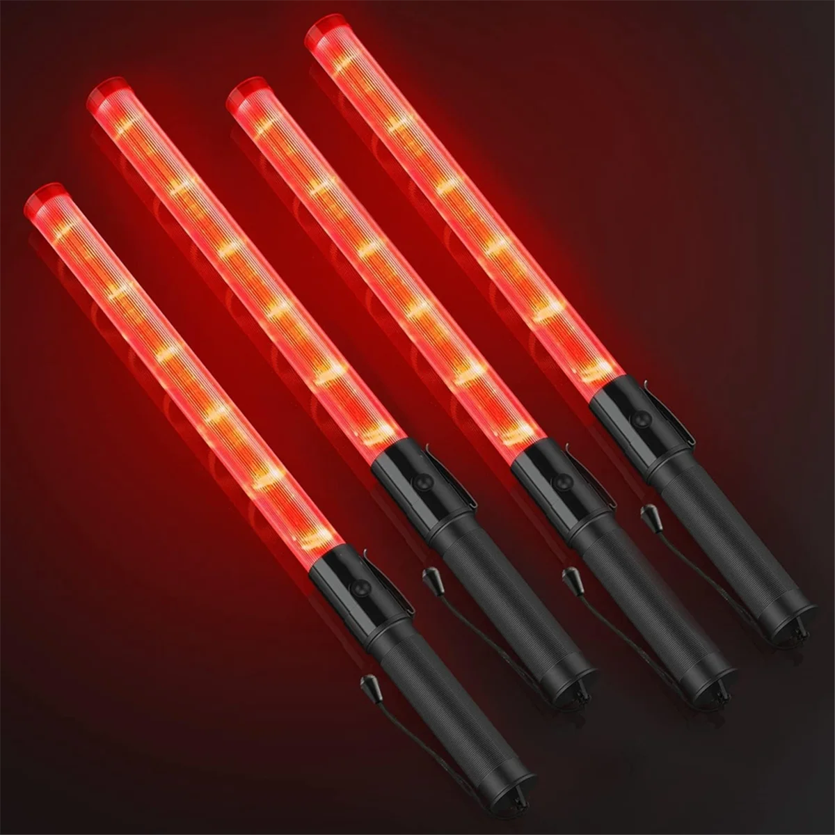 BABQ 4Pack 교통 지팡이 21인치 Led 교통 제어 지팡이 2개의 깜박이는 모드가 있는 안전 조명 지팡이 공기 마샬링 신호 지팡이