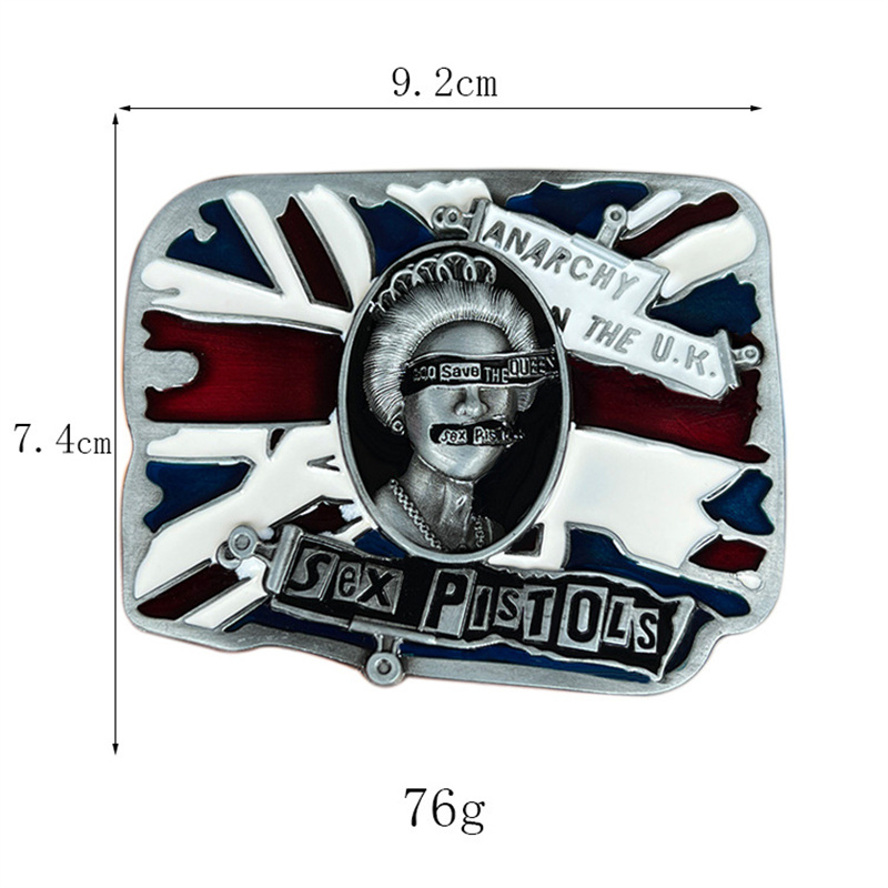 Hebilla de cinturón de música anarquista británica estilo occidental euroamericano