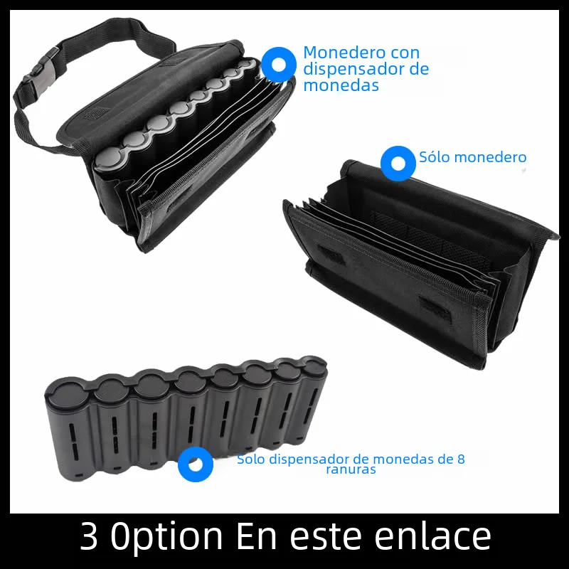 Conductor de camarero portátil, 8 ranuras, soporte para monedas europeo, dispensador oculto seguro para coleccionista de monedas, riñonera, bolso de cintura para recibos en efectivo