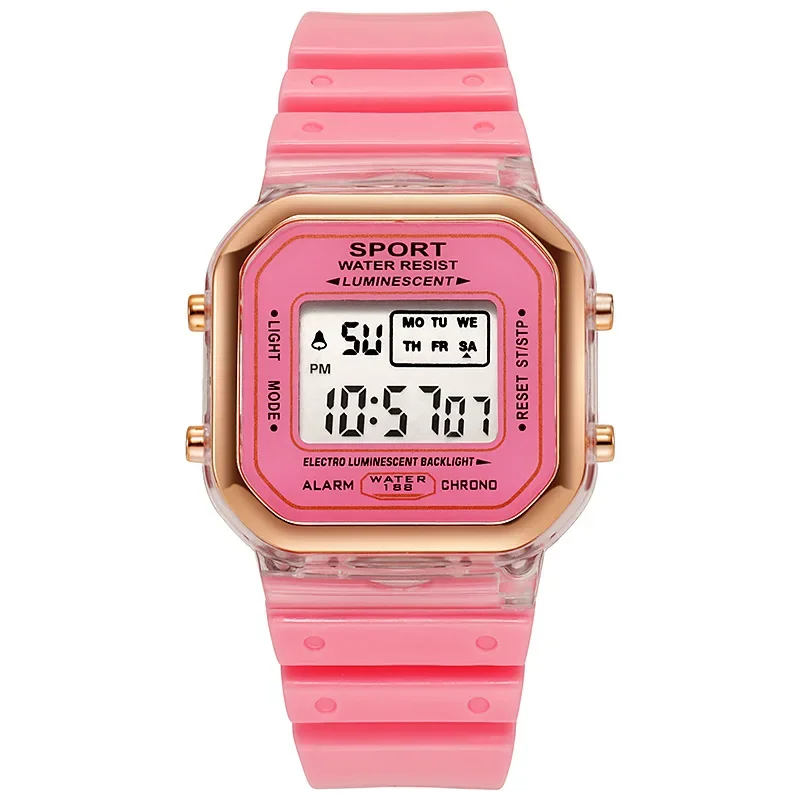 Reloj electrónico transparente para estudiantes de marca a la moda, reloj LED Multicolor caramelo para mujer, reloj deportivo resistente al agua, reloj de regalo
