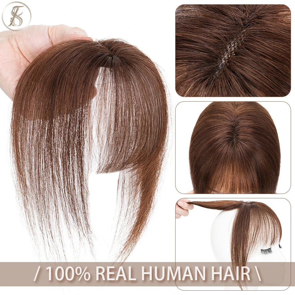 TESS Natural Hair Bangs 3D Fringe 10g Human Hair Invisible Clip In Hair Extension With Temples Hair Clip Natural Bangs For Women