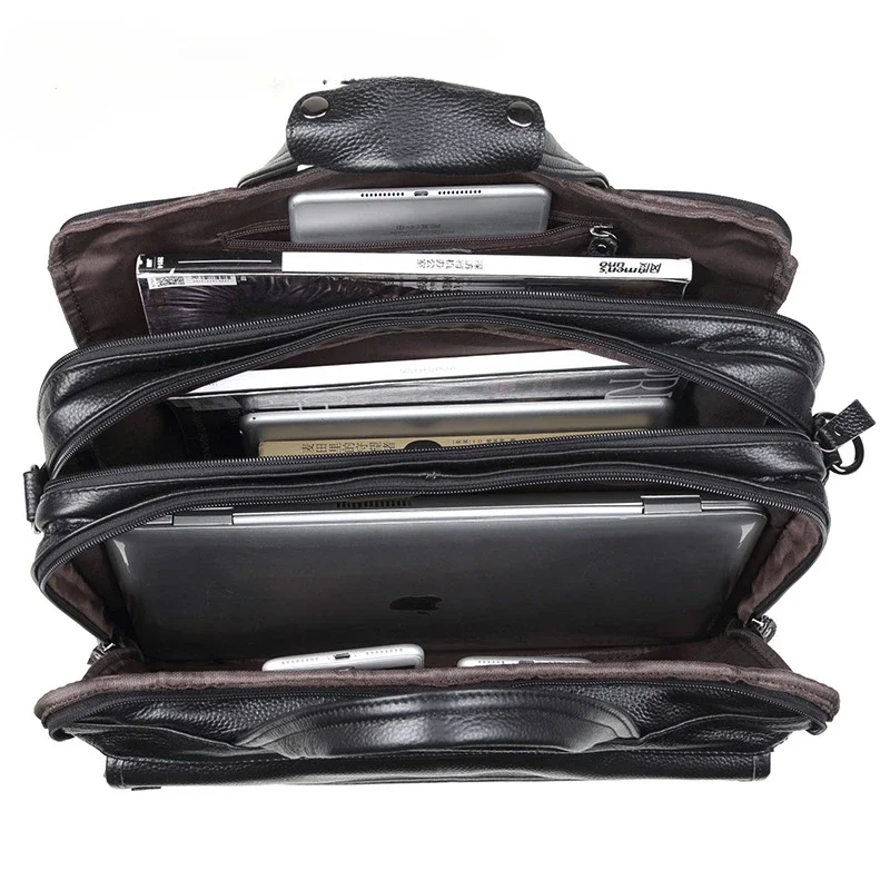 Herren-Aktentasche aus echtem Leder, Retro-Business-Handtaschen, männliche Schulter-Crossbody-Tasche aus Rindsleder, Computer-Tasche, Opla Penso Plata Plata Lorenzo