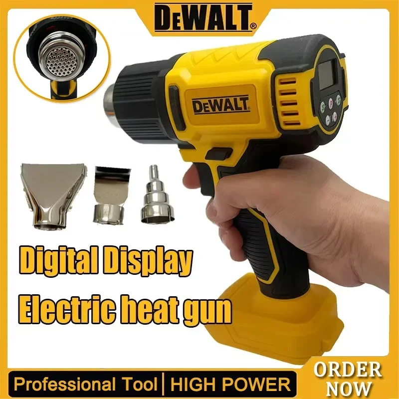 ปืนลมร้อนไร้สาย Dewalt พร้อมหน้าจอดิจิตอล 3 หัวฉีด สำหรับงานอุตสาหกรรม ใช้กับแบตเตอรี่ 20V