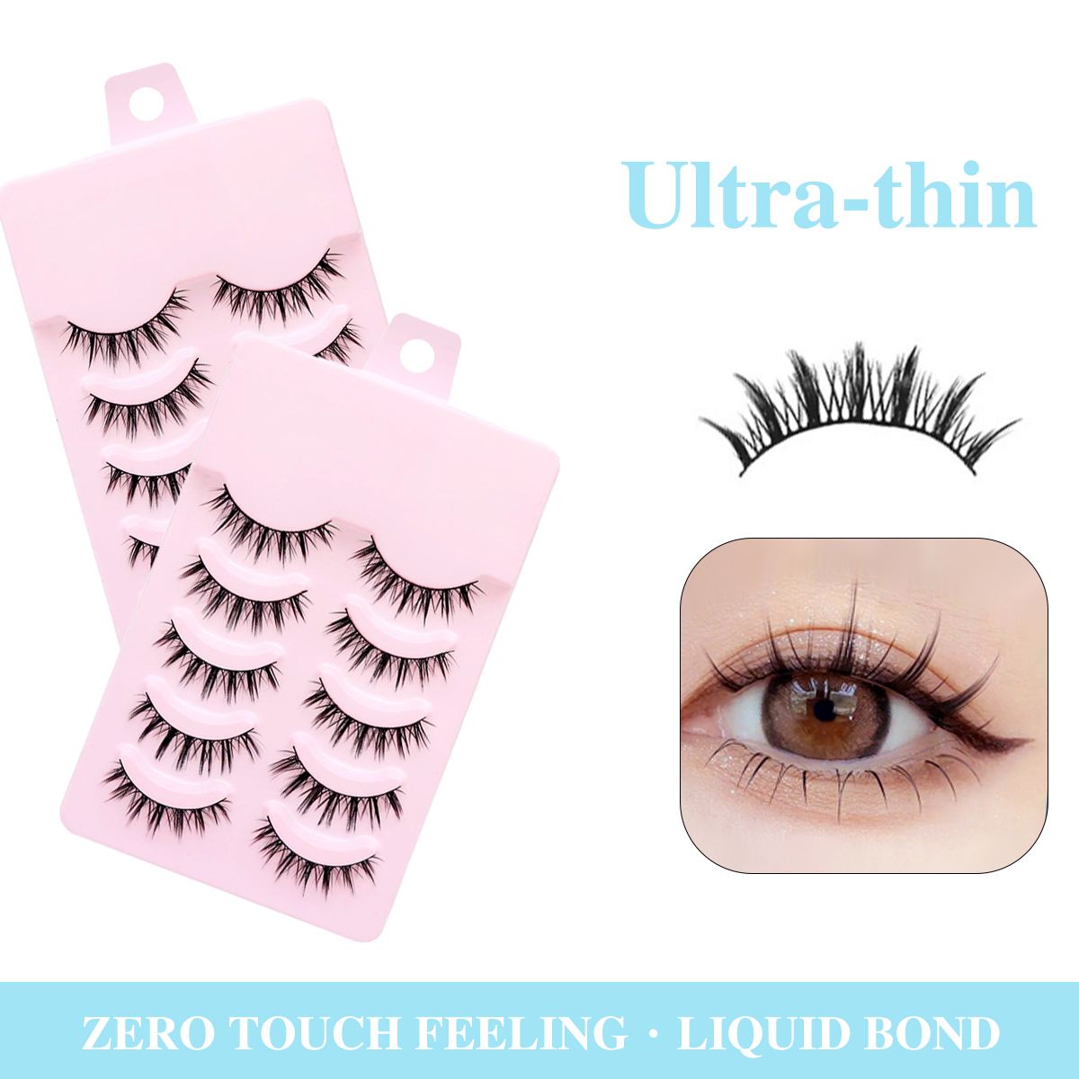 5 Pairs Manga Lashes Soft Natural Long False Eyelashes Anime Wispy Strip Lashes For Korean Doll Eye Makeup Look