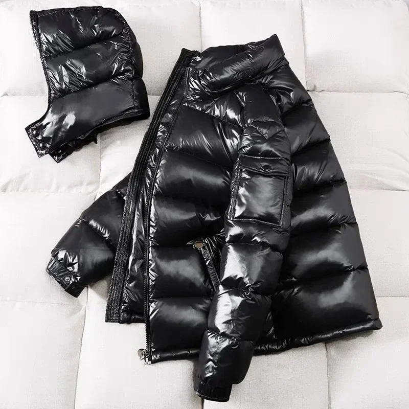 ฤดูหนาวใหม่ผู้ชายสีดําเงาปักเป้าแจ็คเก็ต Hooded Casual เป็ดลงเสื้อคุณภาพสูงชายกลางแจ้ง Windproof แจ็คเก็ตอุ่นขนาด 4X