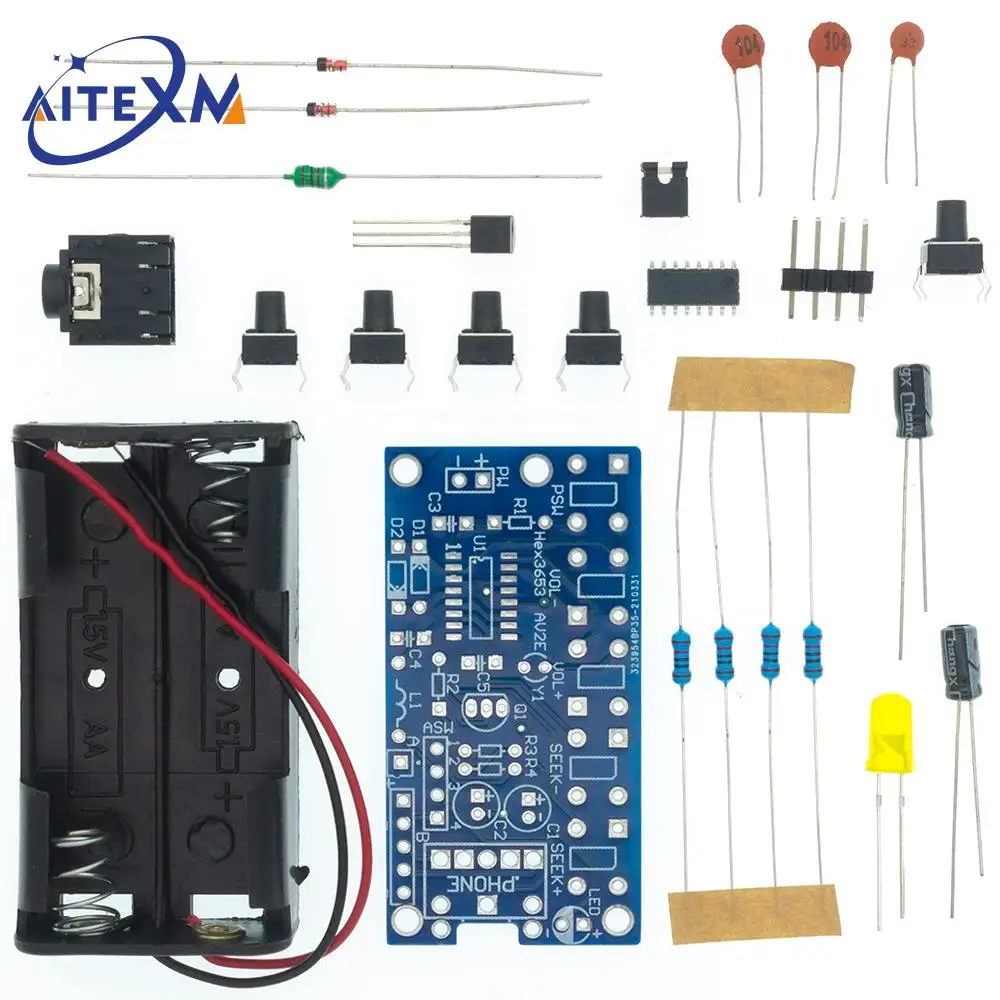 DIY Electronic Kits Wireless Stereo FM Radio Receiver Module PCB 76MHz-108MHz DC 1.8V-3.6V
