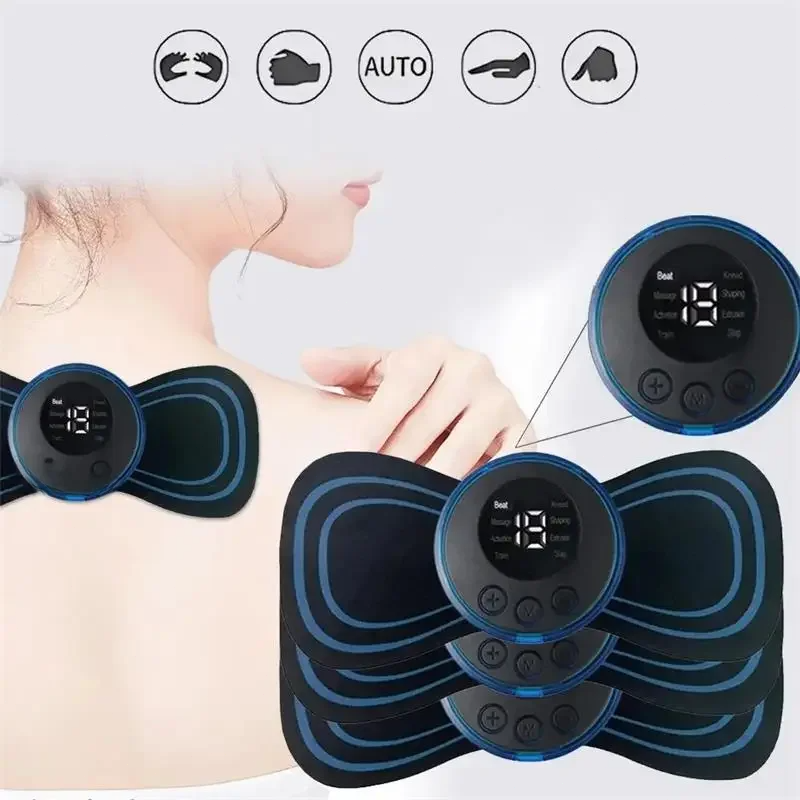 Masseur de cou EMS avec télécommande, Mini Patch Cervical pour le dos, stimulateur, tapis de Massage, coussin de Gel Portable, autocollants fins