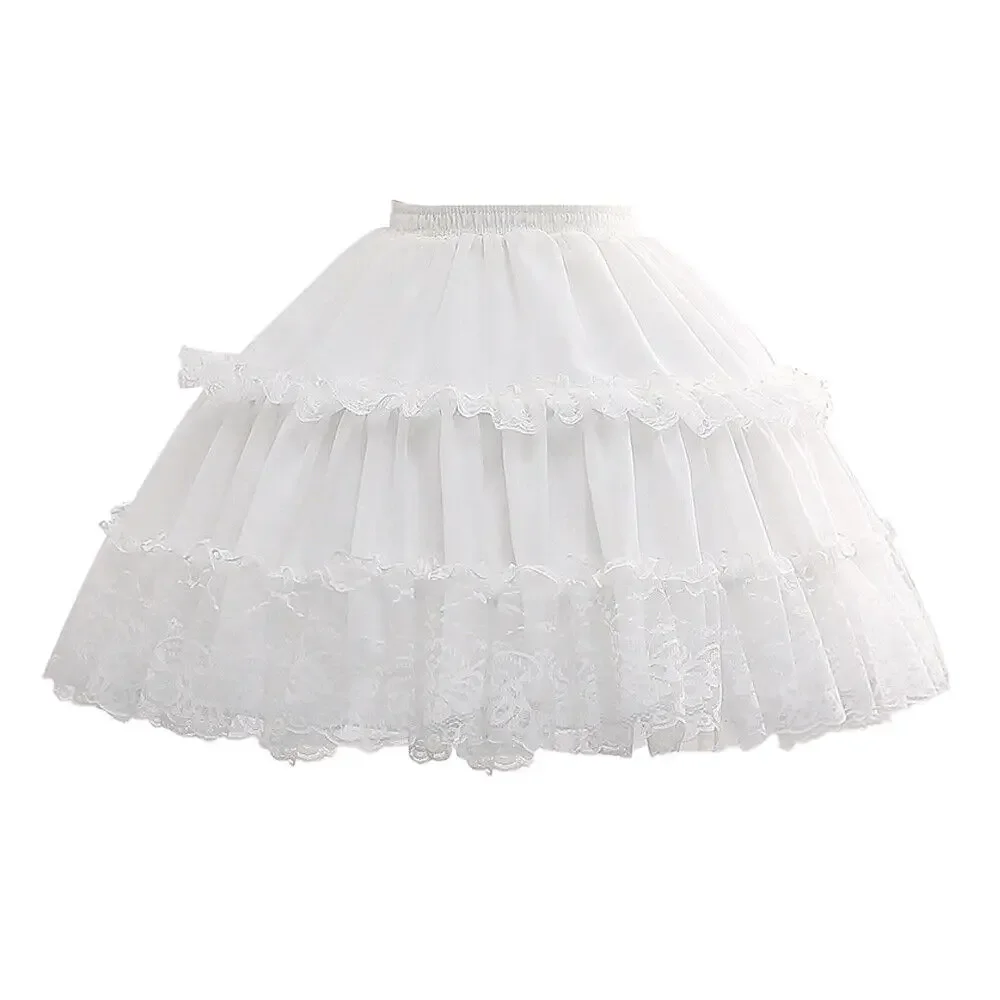 Sottogonna Lolita con 2 cerchi in crinolina di pizzo da 47 cm di lunghezza per Grils