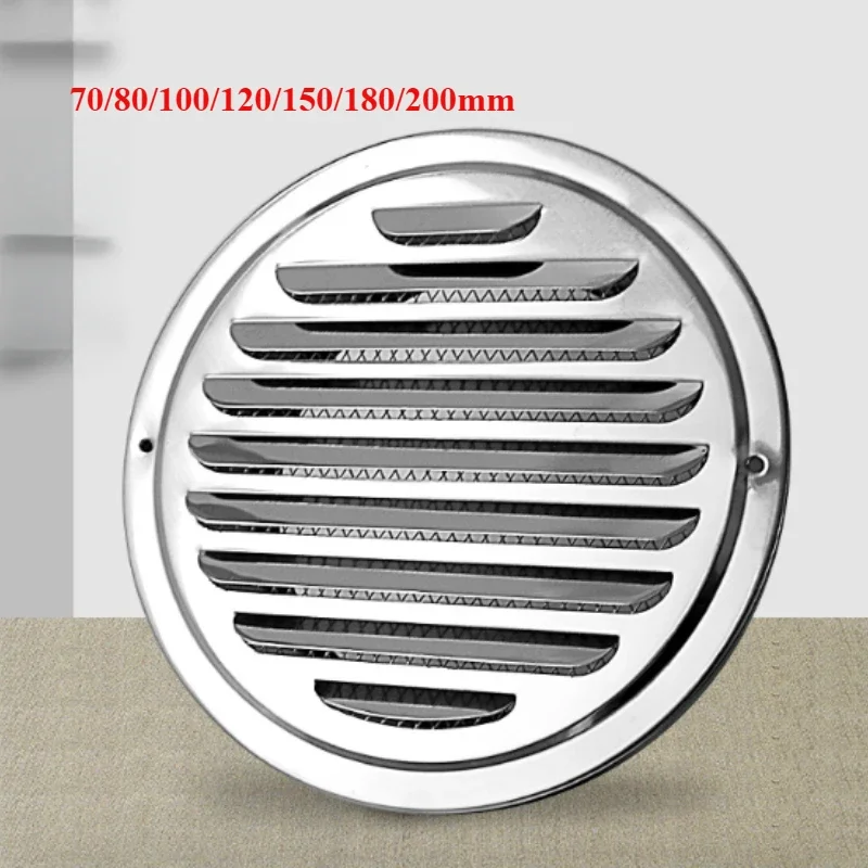 Grade redonda de ventilação de ar, 70/80/100/120/150/180/200mm, aço inoxidável, proteção contra insetos, casa, parede externa, ferramenta de ventilação