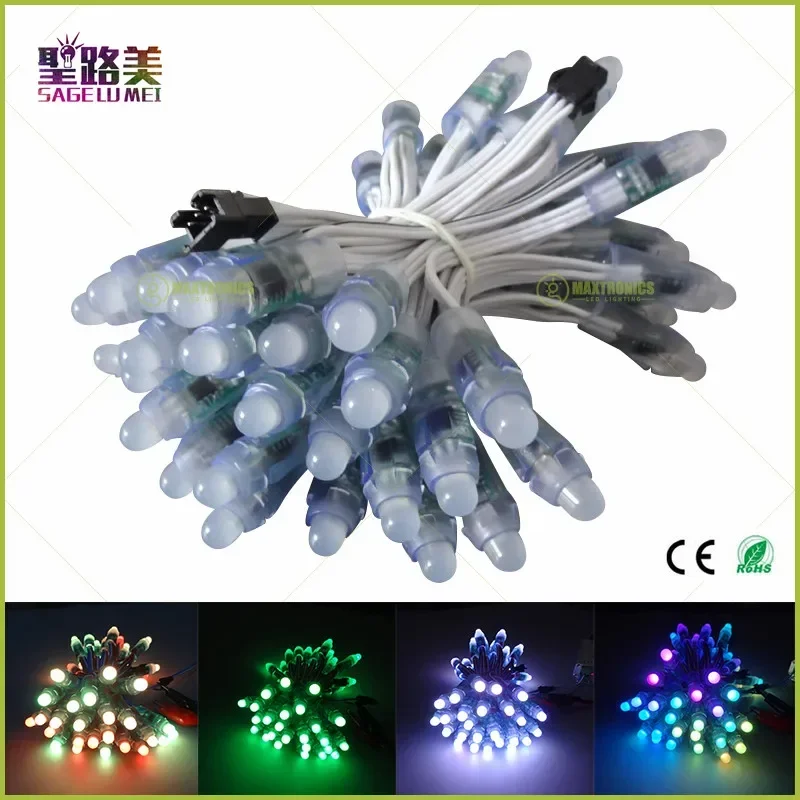 50 teile/los DC5V /DC12V 12mm WS2811 IC weißes Kabel LED-Modul String Weihnachten LED Pixel Licht adressierbare wasserdichte RGB-Lampe
