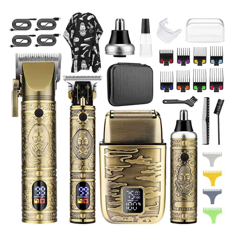 Resuxi 740 cortadora de pelo totalmente de Metal, cortadora de pelo para orejas y nariz, juego de Afeitadora eléctrica con bolsa, Máquina para cortar cabello, herramientas de aseo para hombres