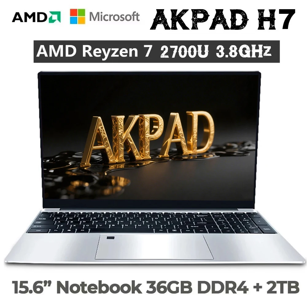 Computadoras portátiles Amd Ryzen de 15,6 pulgadas para videojuegos, ordenadores portátiles con huella dactilar, jugadores AMD Ryzen 7 2700U RX Vega10