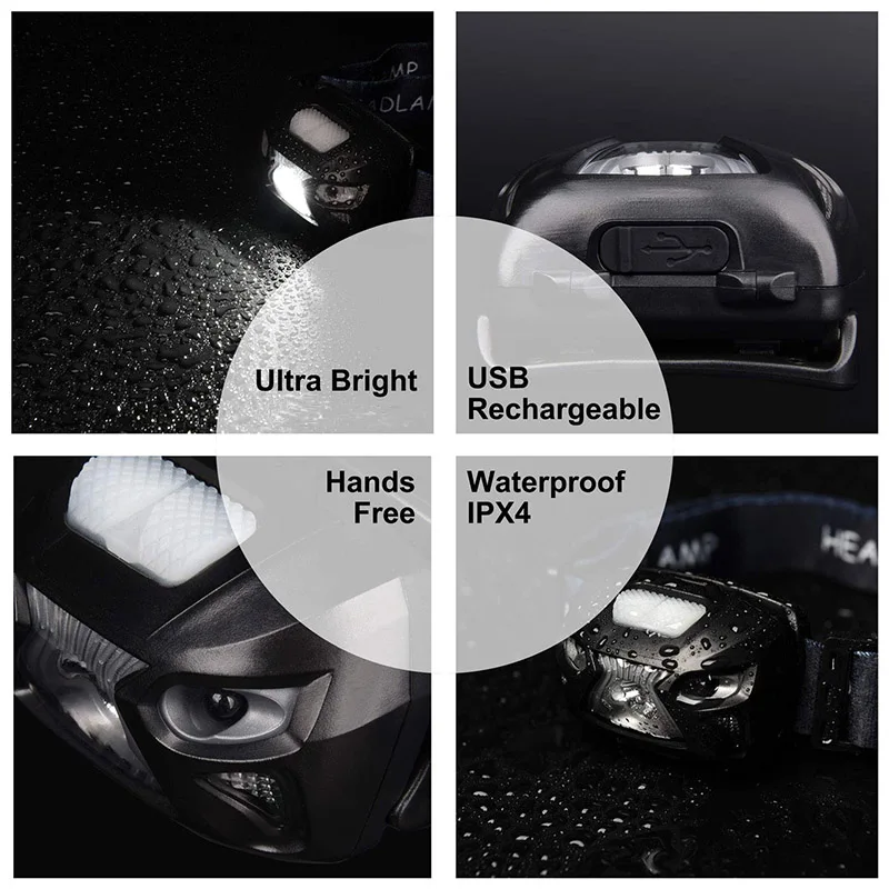 Linterna frontal LED ZK20, Mini faro con Sensor recargable por USB, luz de Camping para motocicleta, linterna portátil EDC