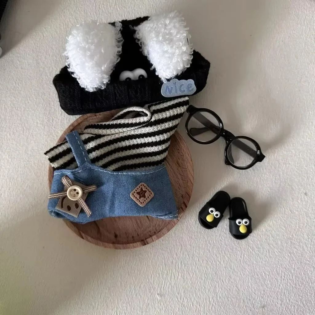 Roupa de pelúcia Labubu de 17 cm |   Conjunto de roupas fofas Macaron com acessórios para cabelo DIY |   Roupas de boneca da moda V1-V2 para presente infantil