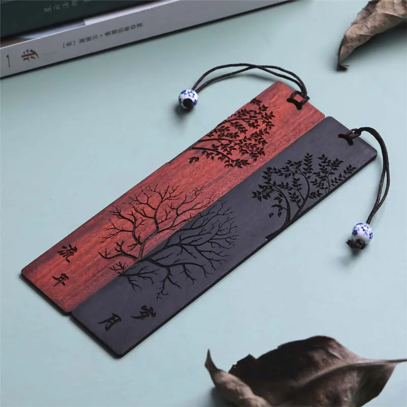 สไตล์จีนไม้บุ๊คมาร์ค Retro แกะสลัก Mahogany Book Mark สํานักงานนักเรียนเขียนอุปกรณ์โรงเรียนเครื่องเขียนเด็กอุปกรณ์เสริม