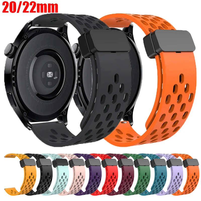 Pulseira magnética de 22mm 20mm para samsung galaxy watch 4 5 6 7 4/6 clássico ativo 2 pulseira de silicone para amazfit bip 3 huawei gt4 gt3 2e