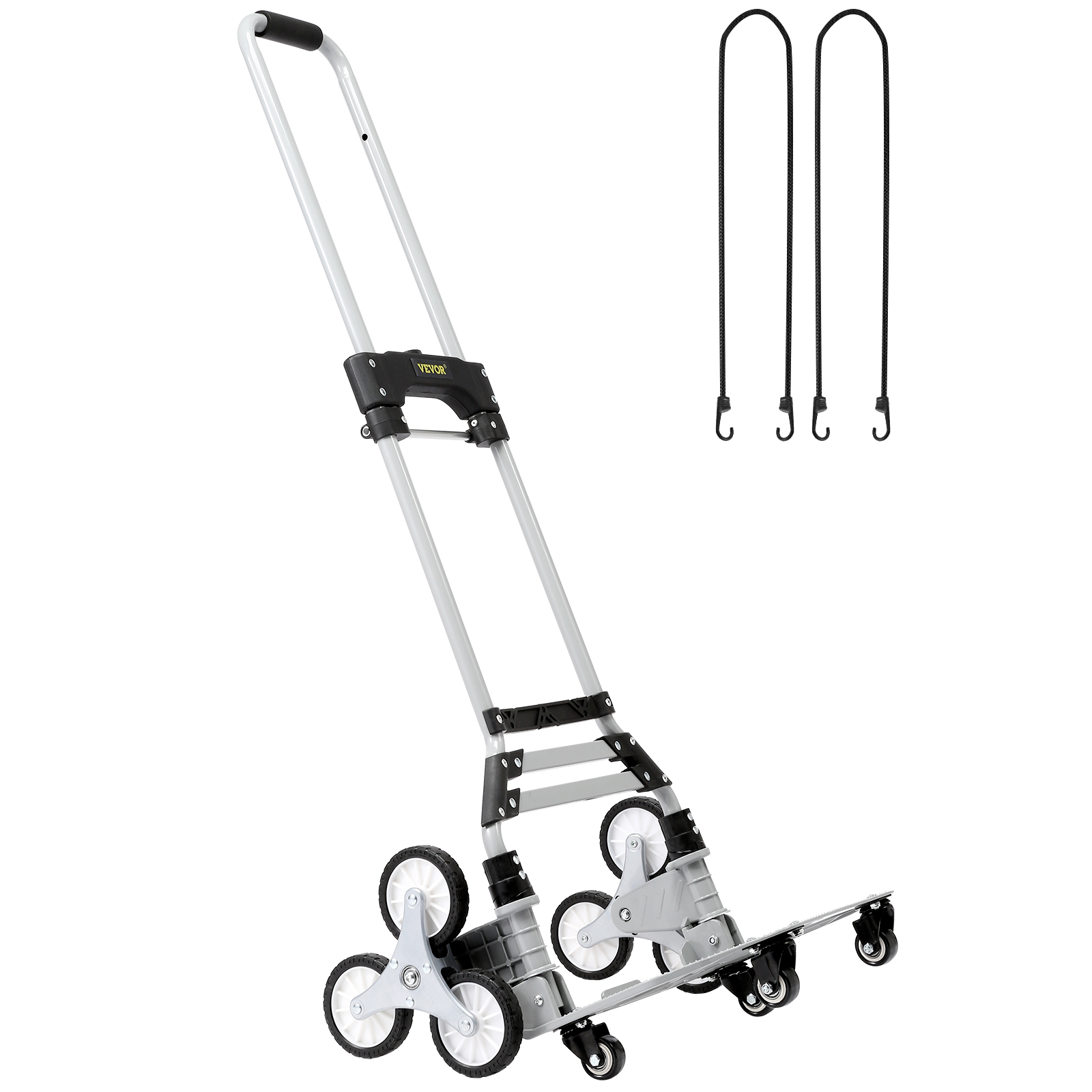 VEVOR Carrello Portaspesa in Acciaio Alluminio Capacità Carico Max. 100kg Manico Regolabile, Carrello con Ruote per Salire le Scale Dimensioni di Bagaglio 39 x 27 cm, Carrello per Scale Porta Oggetto