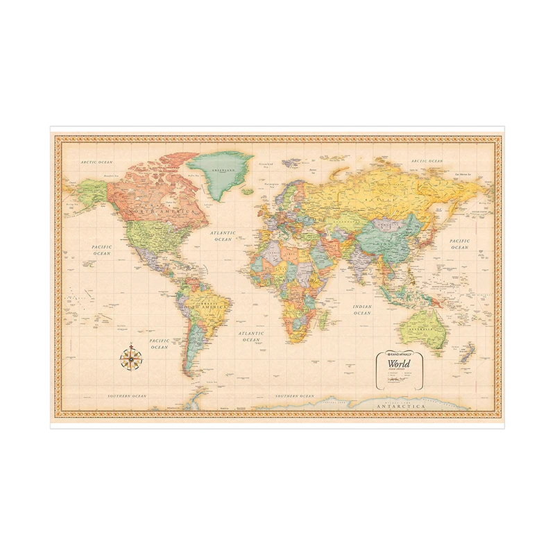 Mapa del mundo, edición clásica, mapa en aerosol de vinilo, imagen decorativa colgante, impresiones de carteles para la escuela, hogar, suministros de oficina, 120x80cm