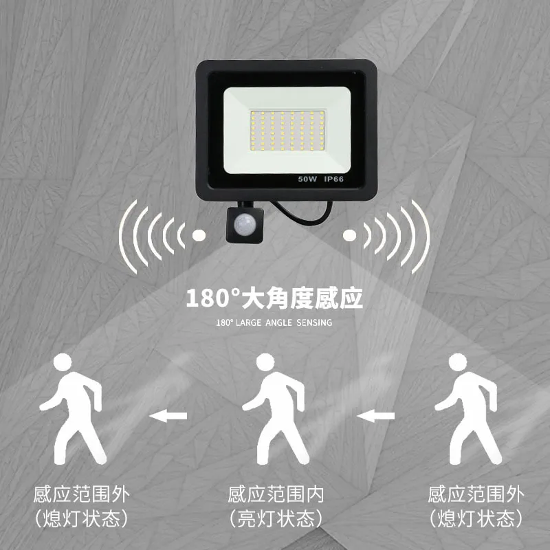 LED FloodLight PIR Motion Sensor สปอตไลท์ LED กลางแจ้ง 10W 20W 30W 50W 100W IP66 กันน้ําสวนกลางแจ้งแสง Street LIGHT