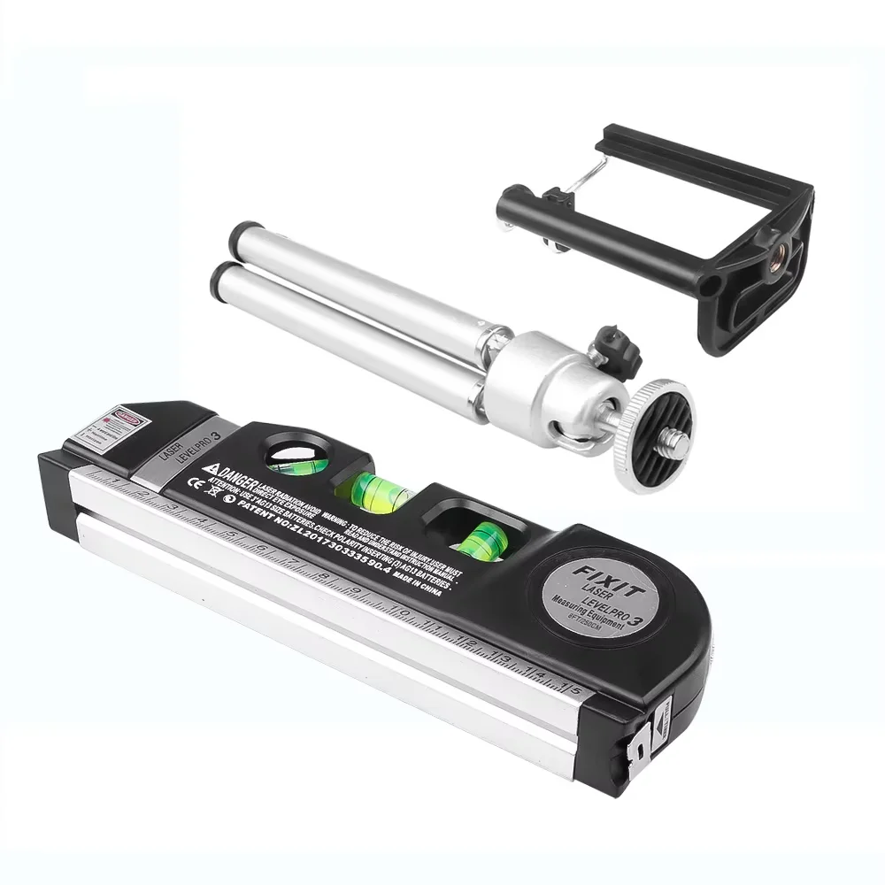 Ferramenta de linha de nível a laser multiuso kit de nível a laser padrão linha cruzada laser 8 pés fita métrica régua com tripé de metal