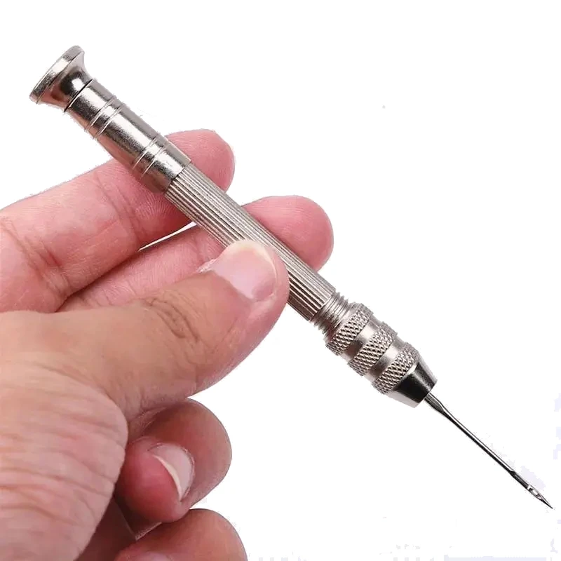 Kit de agulhas de costura de couro, conjunto contém furador de costura de couro prateado, agulha de 4 peças adequada para barraca de lona de couro