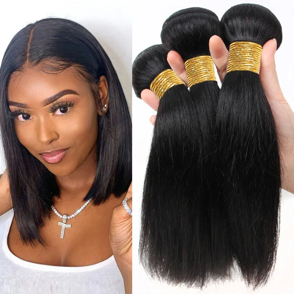 Atacado cabelo cru indiano em linha reta feixes de cabelo humano natural preto para as mulheres osso extensões de cabelo reto 2/3 pacotes negócio