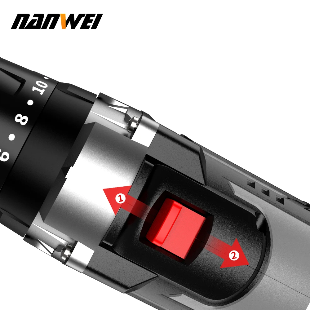 NANWEI 21V 13Mm Máy Khoan Không Dây Cấp Công Nghiệp Không Chổi Than Máy Khoan Tác Động 1/2 "Kim Loại Tự Động Khóa Chuck Băng mũi Khoan Câu Cá