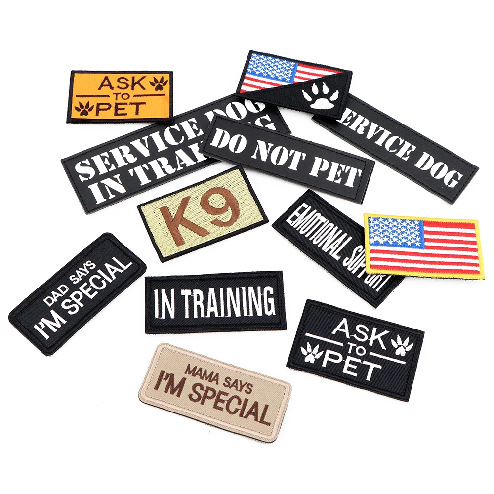 Paquete de parches tácticos para chaleco de perro, arnés, Collar, parches personalizados, etiquetas adhesivas, nombre personalizado, servicio de identificación, 1 unidad