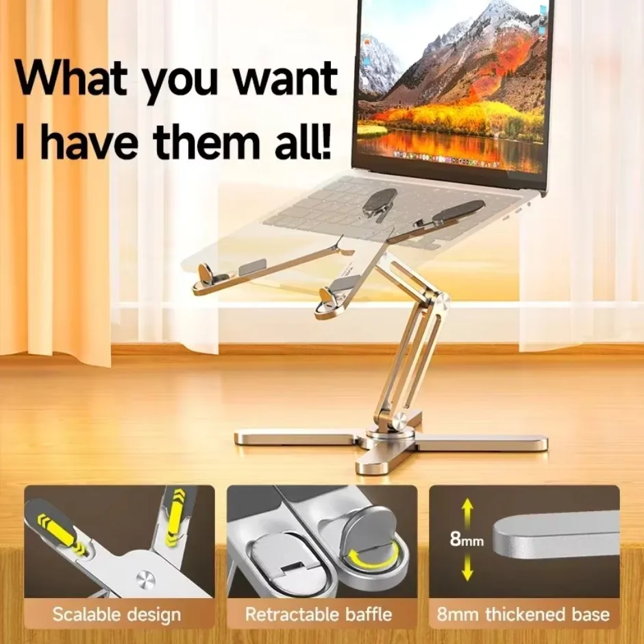 360 Degrees Rotating Desktop Stand Laptop Stand Portable Folding Laptop Stand for Desk Collaborative Work Fits All MacBook