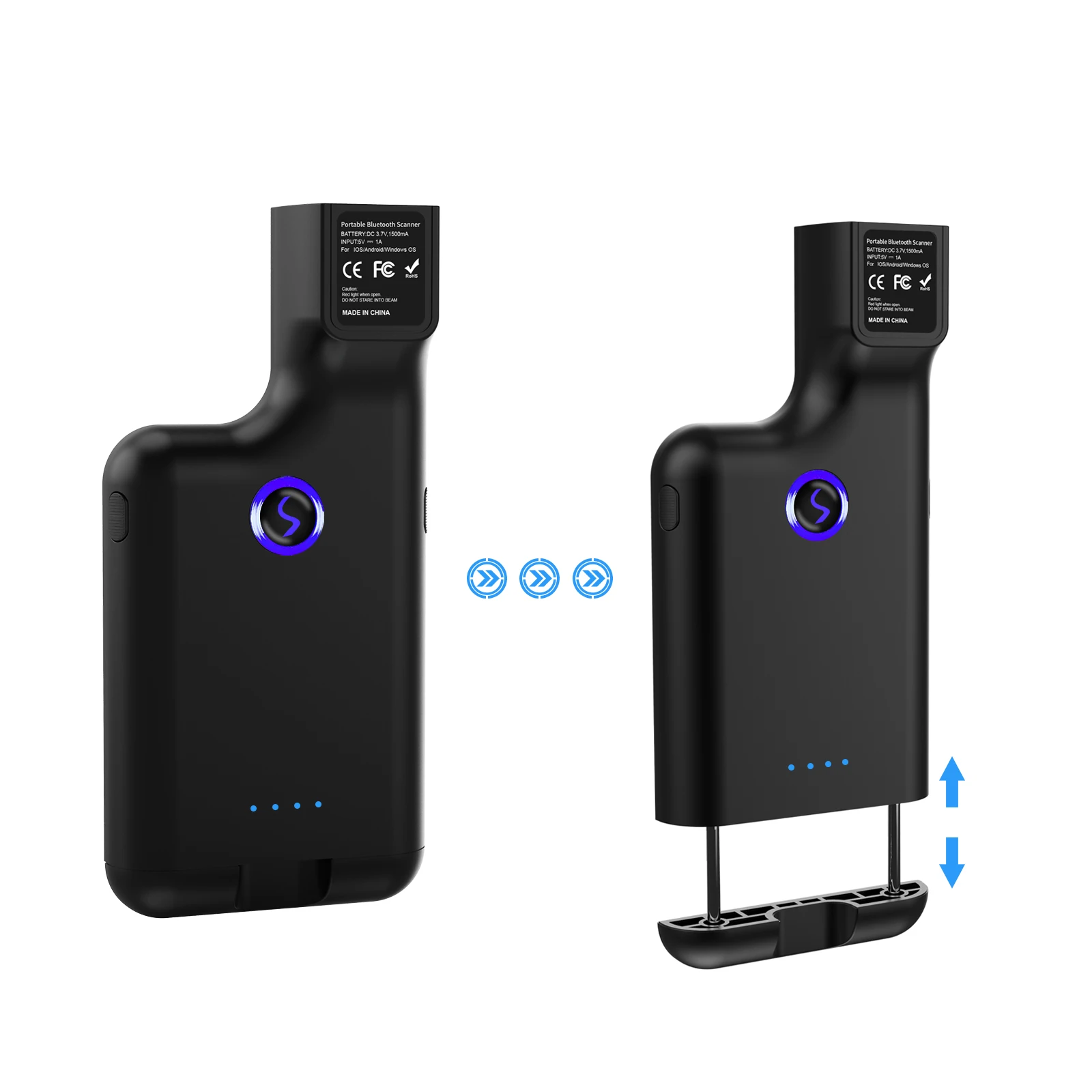 JEESTON BX75 Scanner de codes-barres sans fil 2D portable Scanner de compagnon mobile à clipser pour smartphones