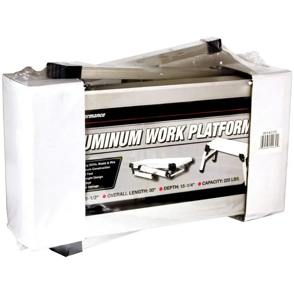 W54039 Folding Aluminum Work Platform And Step 19-1/2-Inch High x 15-1/4-Inch Wide and 30-Inch Long 225lbs Capacity)