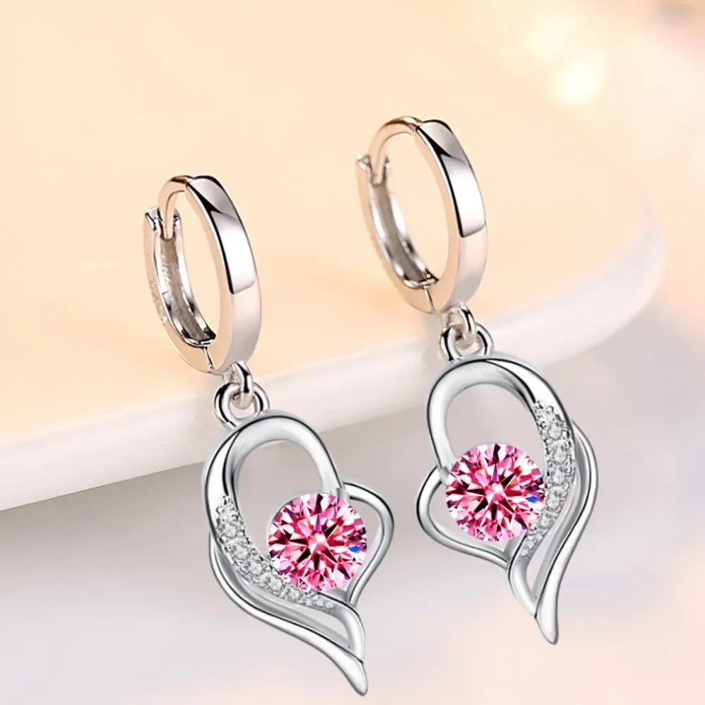 Chất Liệu Bạc 925 Thời Trang Cho Nữ Trang Sức Cao Cấp Màu Xanh Hồng Trắng Tím Pha Lê Zircon Bán Chạy Từ Bông Tai