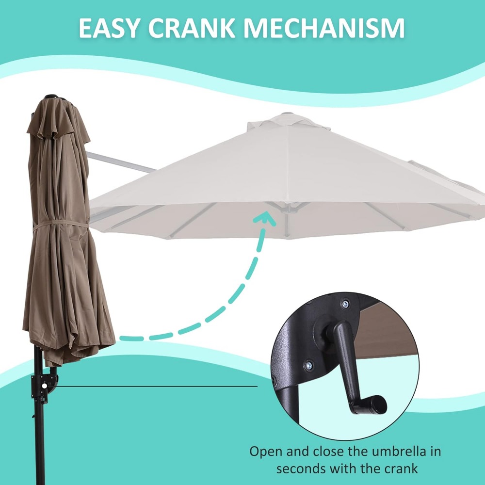 Patio Umbrella Double-Sided Outdoor Market Extra Large Umbrella with Crank, Cross Base for Deck, Lawn, Backyard an