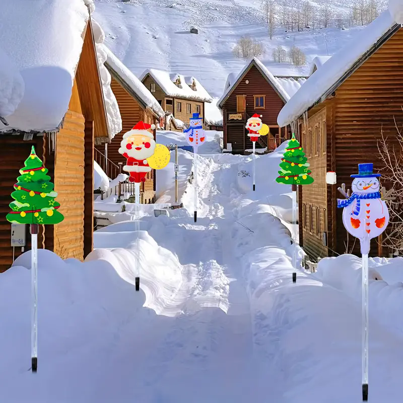 6 uds luces de estaca de Navidad con energía Solar decoración navideña luces LED al aire libre impermeable jardín pasarela vacaciones 870