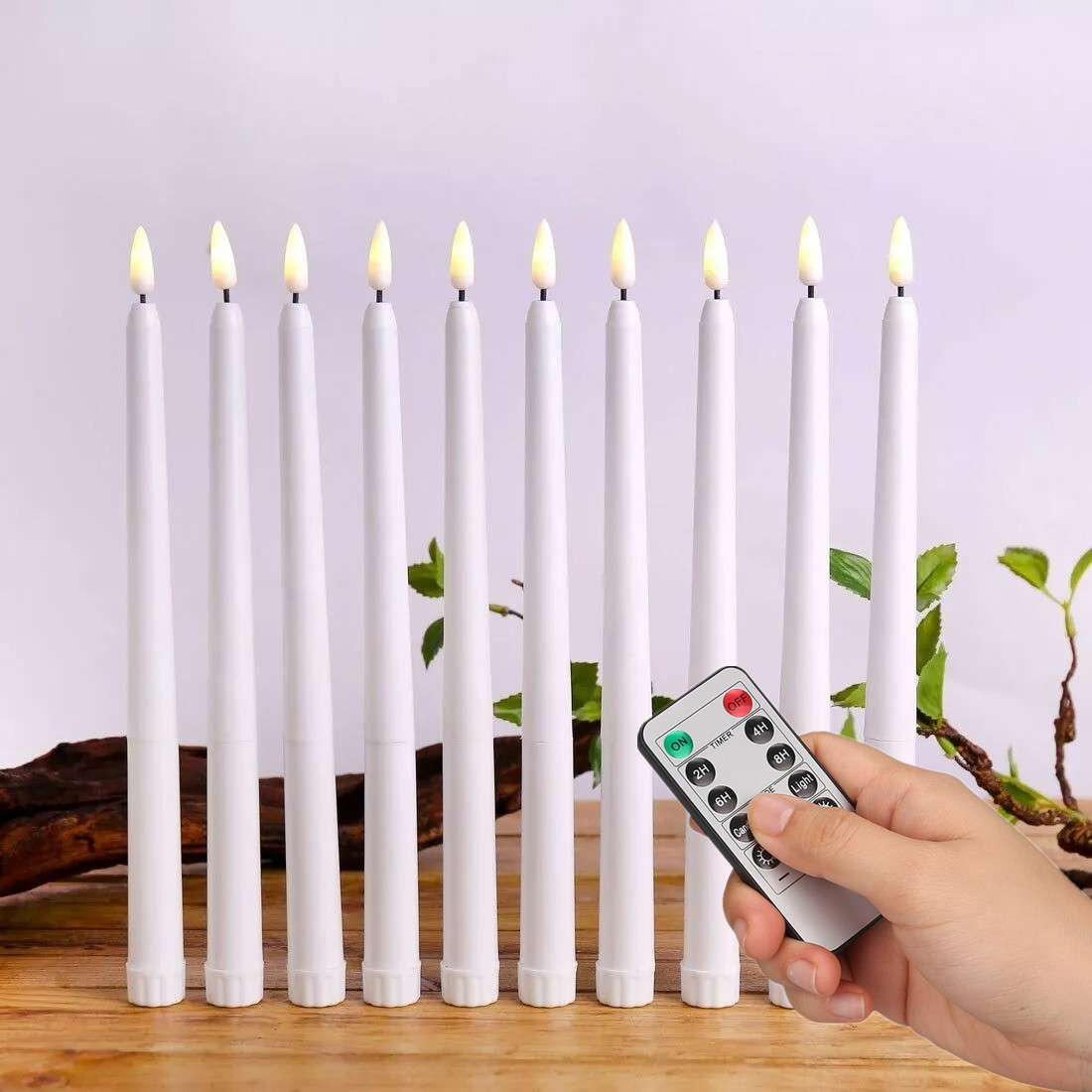 LED flammen lose Kegel kerzen flackern mit 10-Tasten-Fernbedienung 11 "batterie betriebene Elfenbein Kerzenhalter Weihnachten nach Hause Hochzeit Dekor