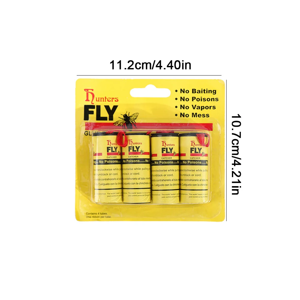 4-20PCS ริบบิ้นเหนียวม้วนสองด้านแมลงวันแถบกระดาษแมลงบ้านกาว Fly TRAP Catcher Bug ยุง Killer