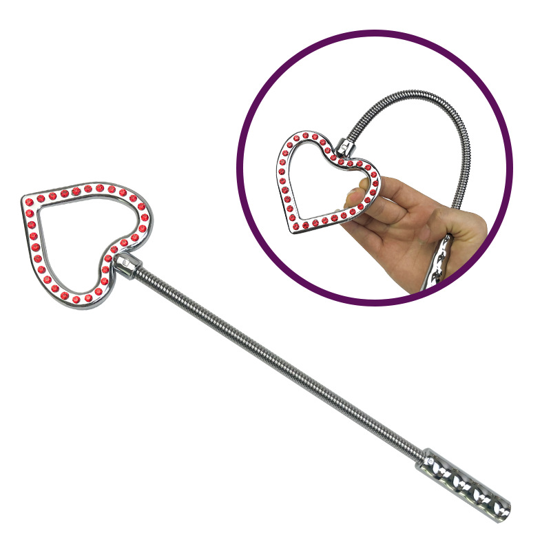 Fouet de cheval en acier inoxydable de 34CM, pagaie, fouet de cheval en acier inoxydable en forme de cœur, pagaie de fessée pliable