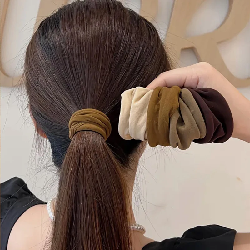 4 conjunto sólido ampliar engrossar faixa de cabelo cordas feminino rabo de cavalo titular laço de cabelo scrunchies borracha coreia moda acessórios para o cabelo