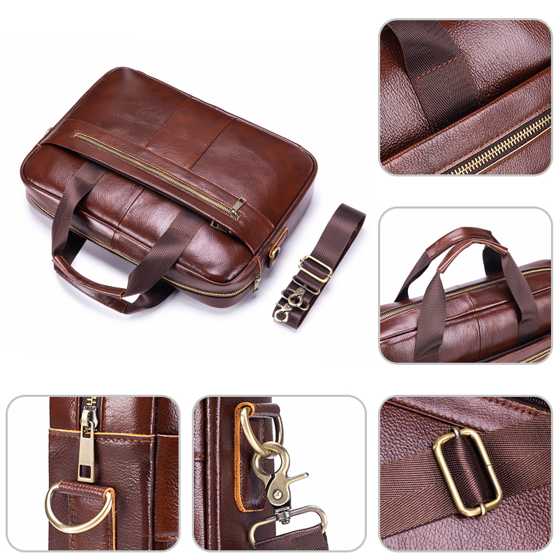 SCHLATUM Genuine Leather Briefcase for Men Large Capacity Laptop Bag's Men's Office Business Handbag