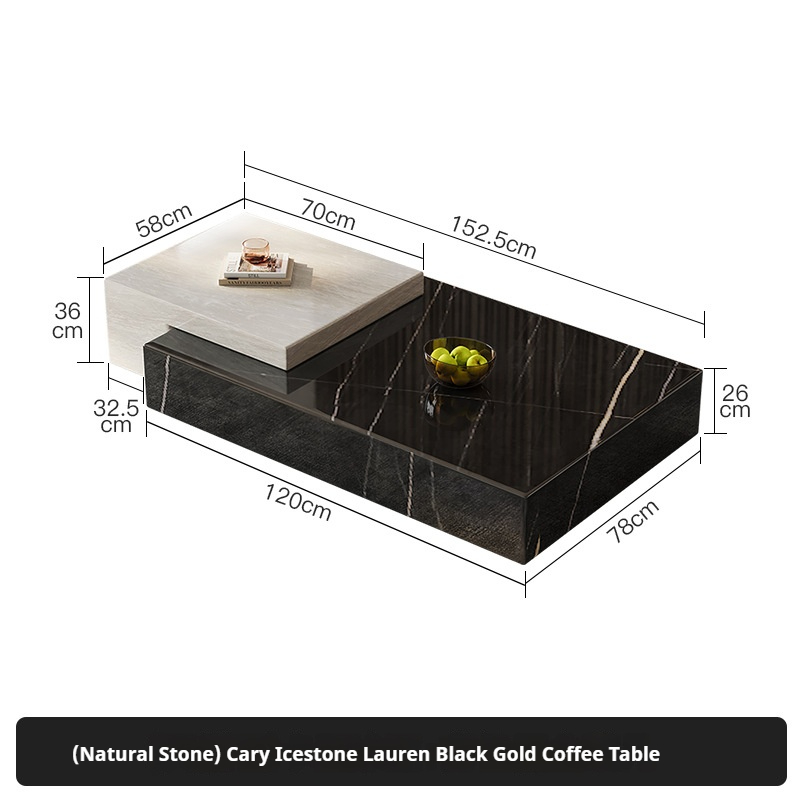 Luxe marmeren salontafel, modern ruime woonkamerontwerp, gemakkelijk schoon te maken en creatieve designstijl, premium steen voor villa