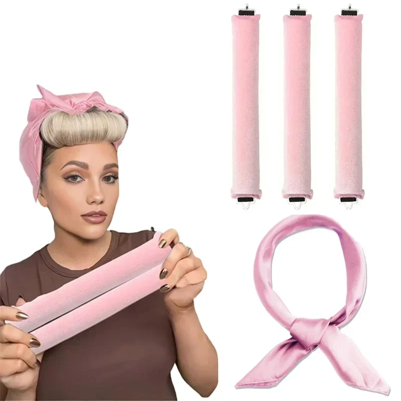 Heatless Lockenwickler, keine Hitze, Lockenwickler, weicher Lockenstab, Stirnband, schlafende Lazy Curls mit Wrap, Flexi Rods, Haar-Styling-Werkzeuge