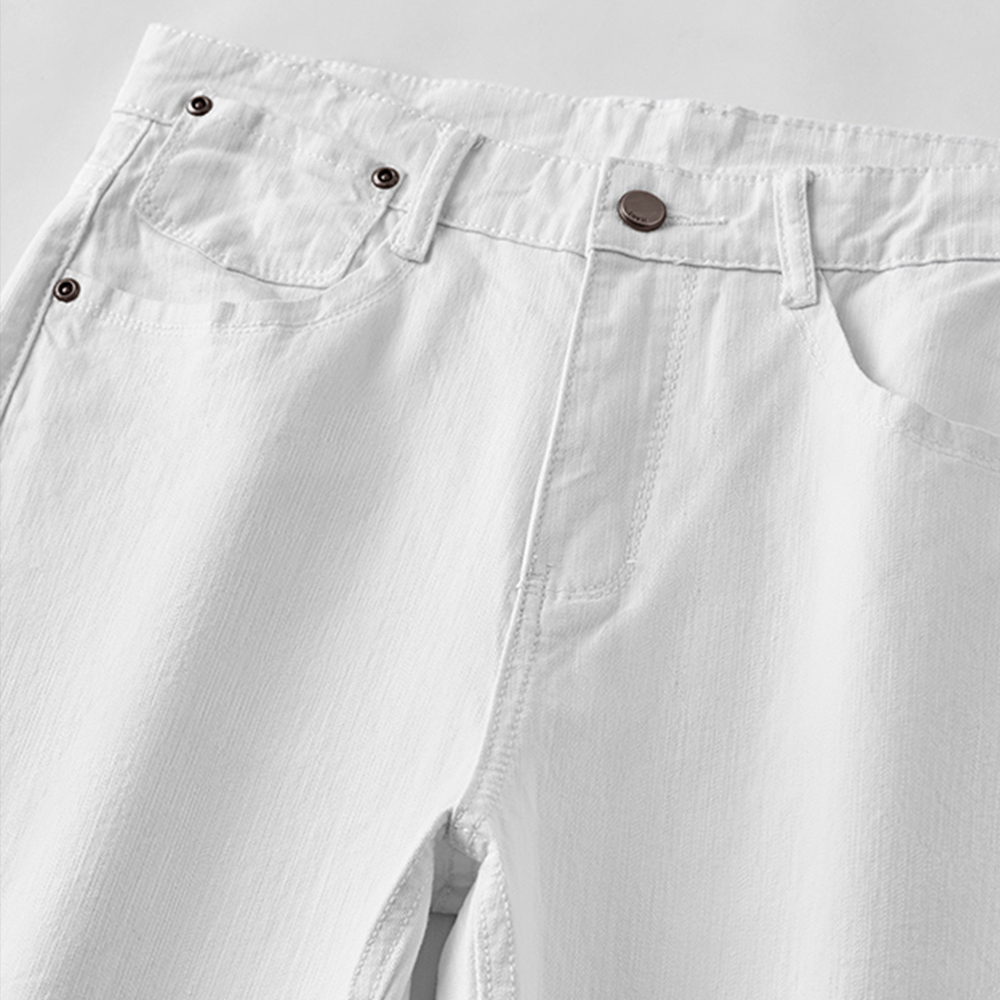 Męskie Białe Jeansy Elastyczne Proste Slim Fit Casual Miękkie Biznesowe Klasyczne Markowe Spodnie Modne Zaawansowane Elastyczne Spodnie Denimowe