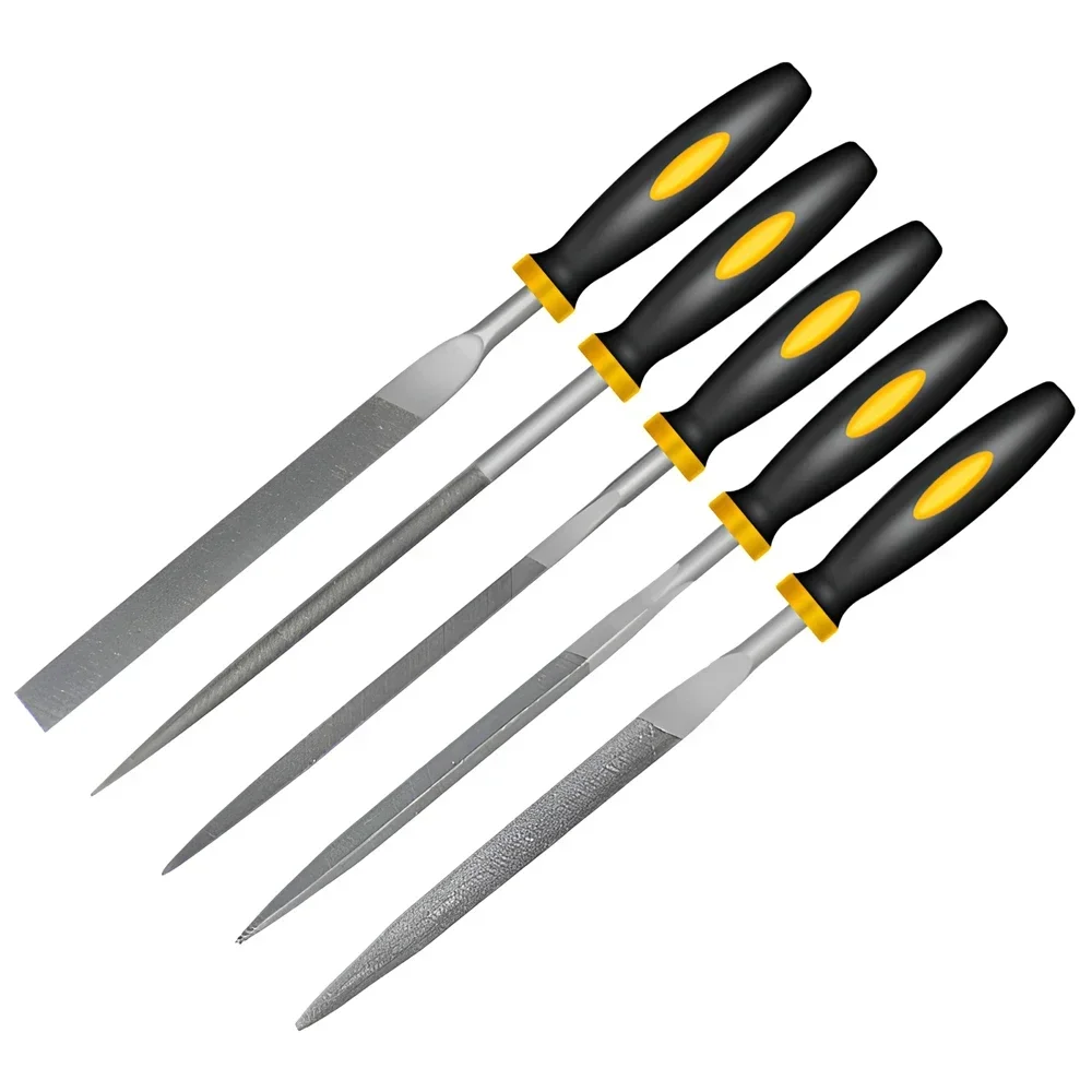 3*140/4*160mm 5pcs Alloy Steel File Set Precision Round Half-Round Flat Square Triangular Hand Files for Woodworking
