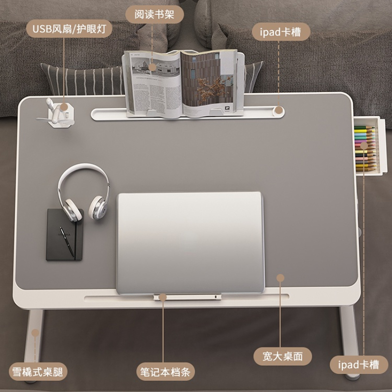 Home Folding Laptop Desk, Cama e Sofá, Bandeja de cama, Mesa portátil para estudo, Top de cama de leitura