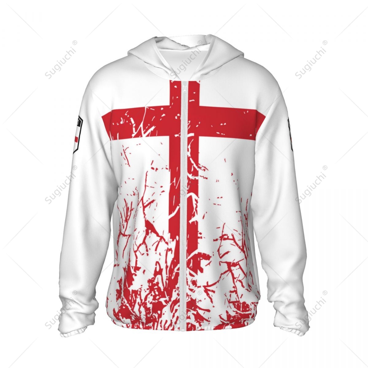 England Flagge Sonnenschutz Hoodie Sonnenschutz Kleidung Angeln Radfahren Laufen schnell trocknen Langarm mit Reiß verschluss Polyester